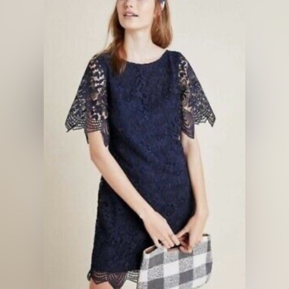 NWT Anthropologie Charleston Lace Dress, Navy Blue, size 2, Easter Party Event - Picture 1 of 11